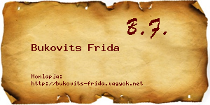Bukovits Frida névjegykártya